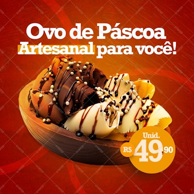 Template de Embalagem para Ovo de Páscoa Artesanal PSD Editável