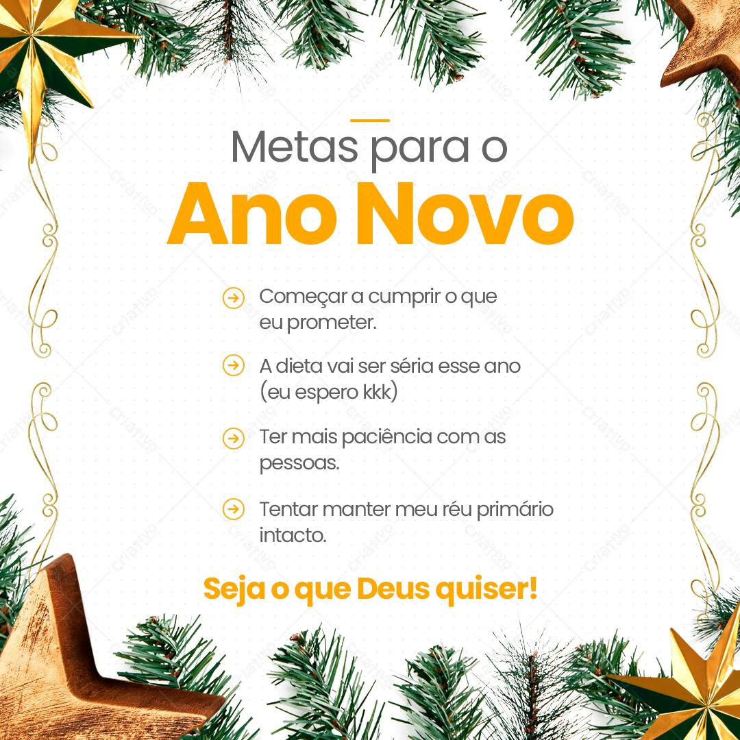 Post para Instagram Metas Ano Novo PSD Editável