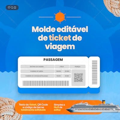 Molde De Ticket Editável - Feed