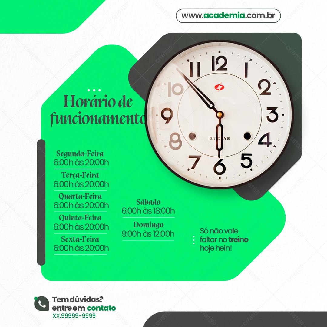 Horários Academia PSD Editável