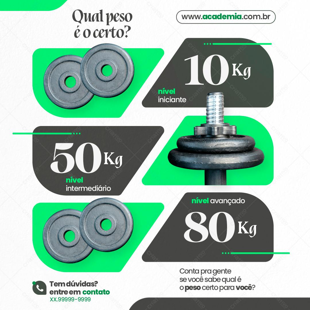 Post para Academia Treino de Peso PSD Editável
