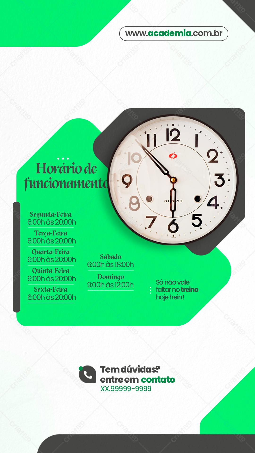 Horários Academia PSD Editável