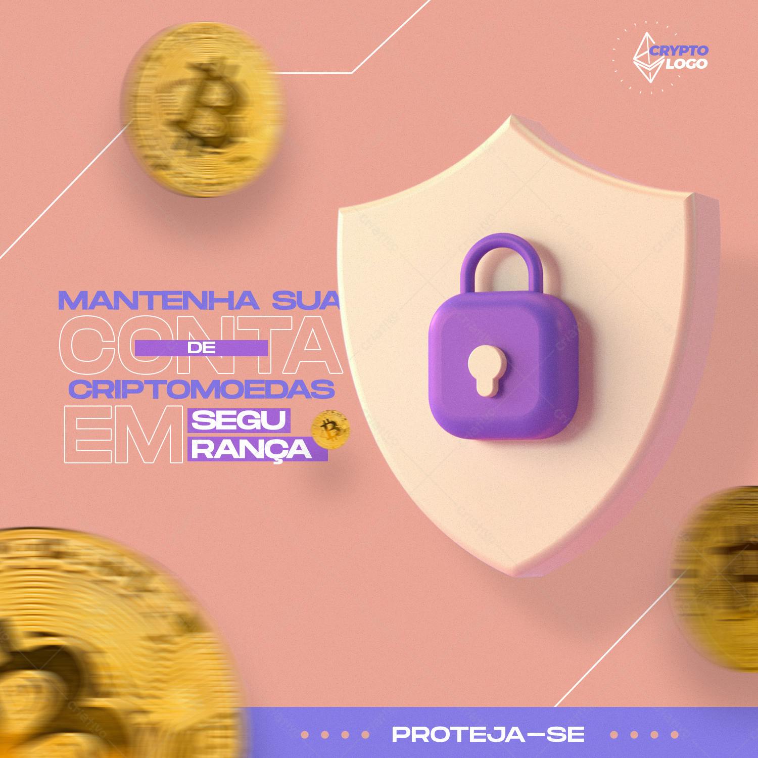 Post para Redes Sociais Segurança Criptomoedas PSD Editável