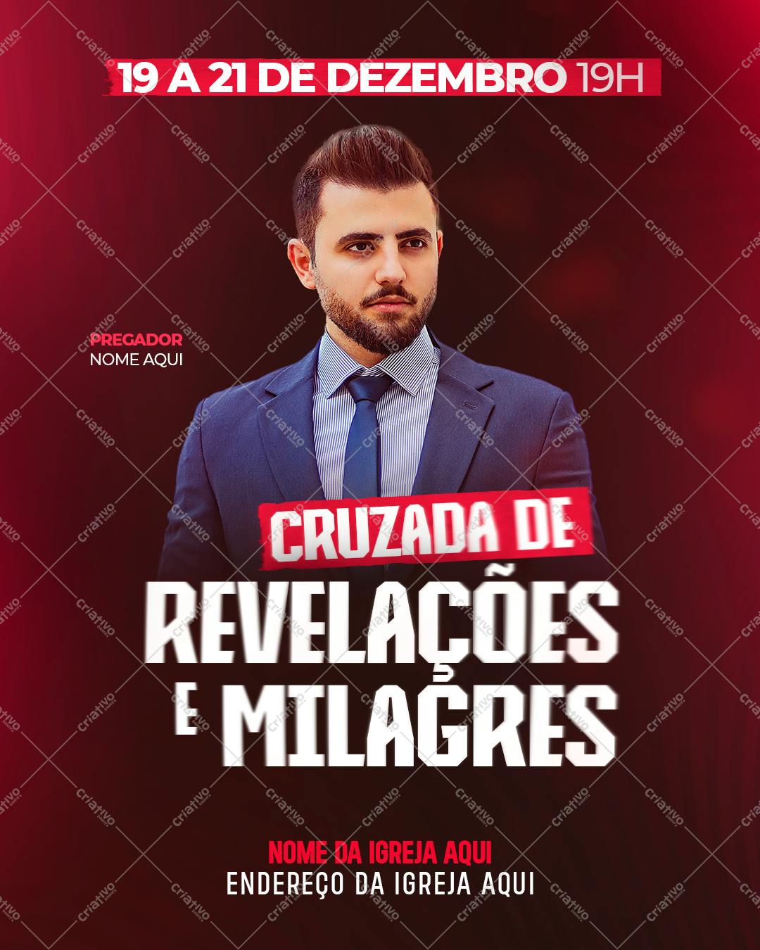 Flyer para Cruzada de Revelações e Milagres PSD Editável