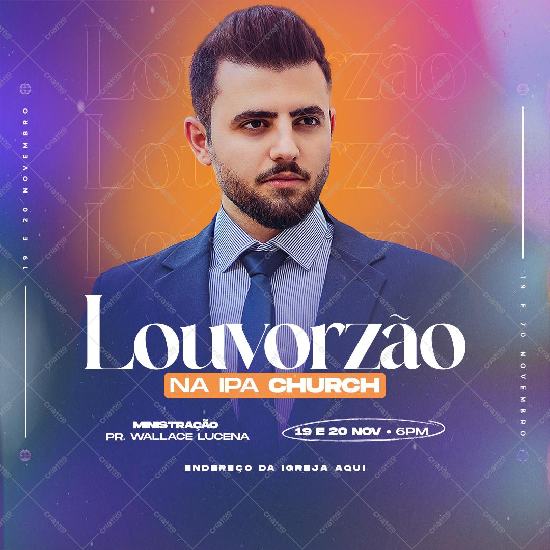 Flyer para Evento Gospel Louvorzão PSD Editável