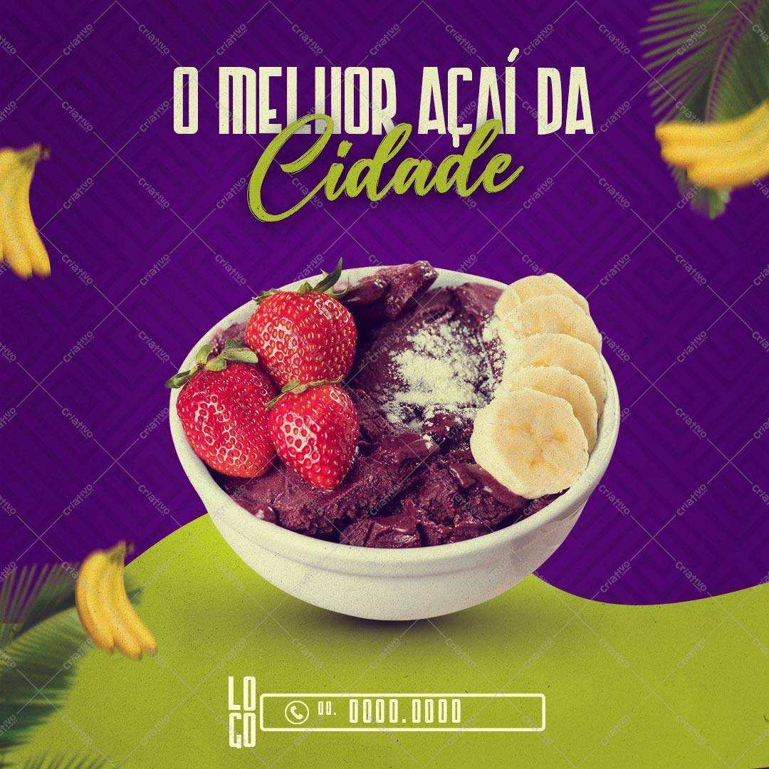 Post para Redes Sociais Açaí PSD Editável