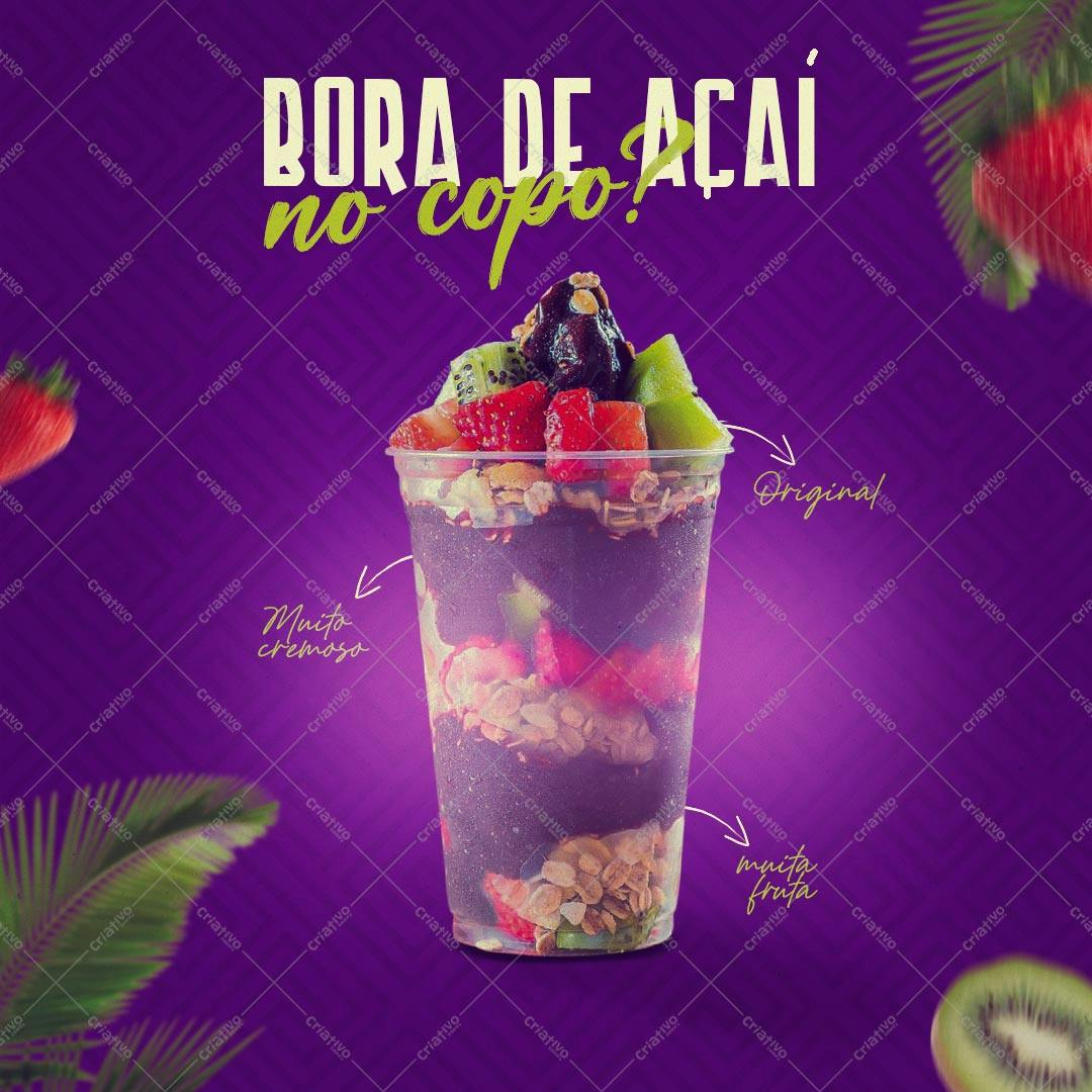 Mockup PSD para Cardápio de Açaí PSD Editável