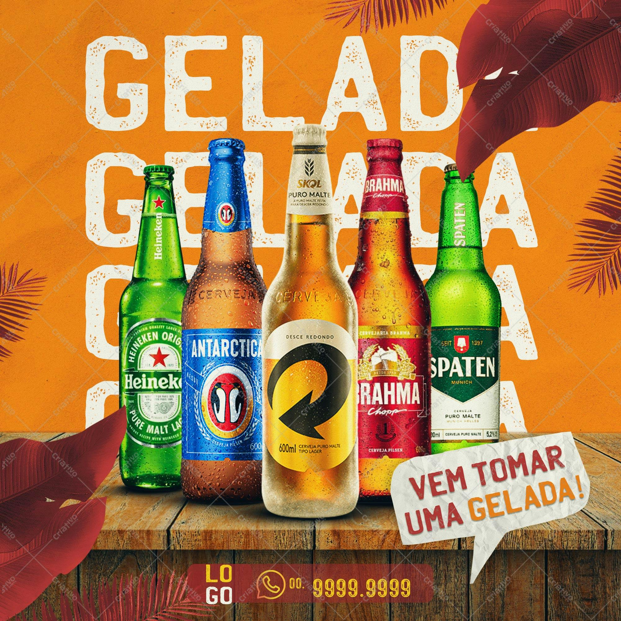 Flyer para Promoção de Cervejas Geladas PSD Editável