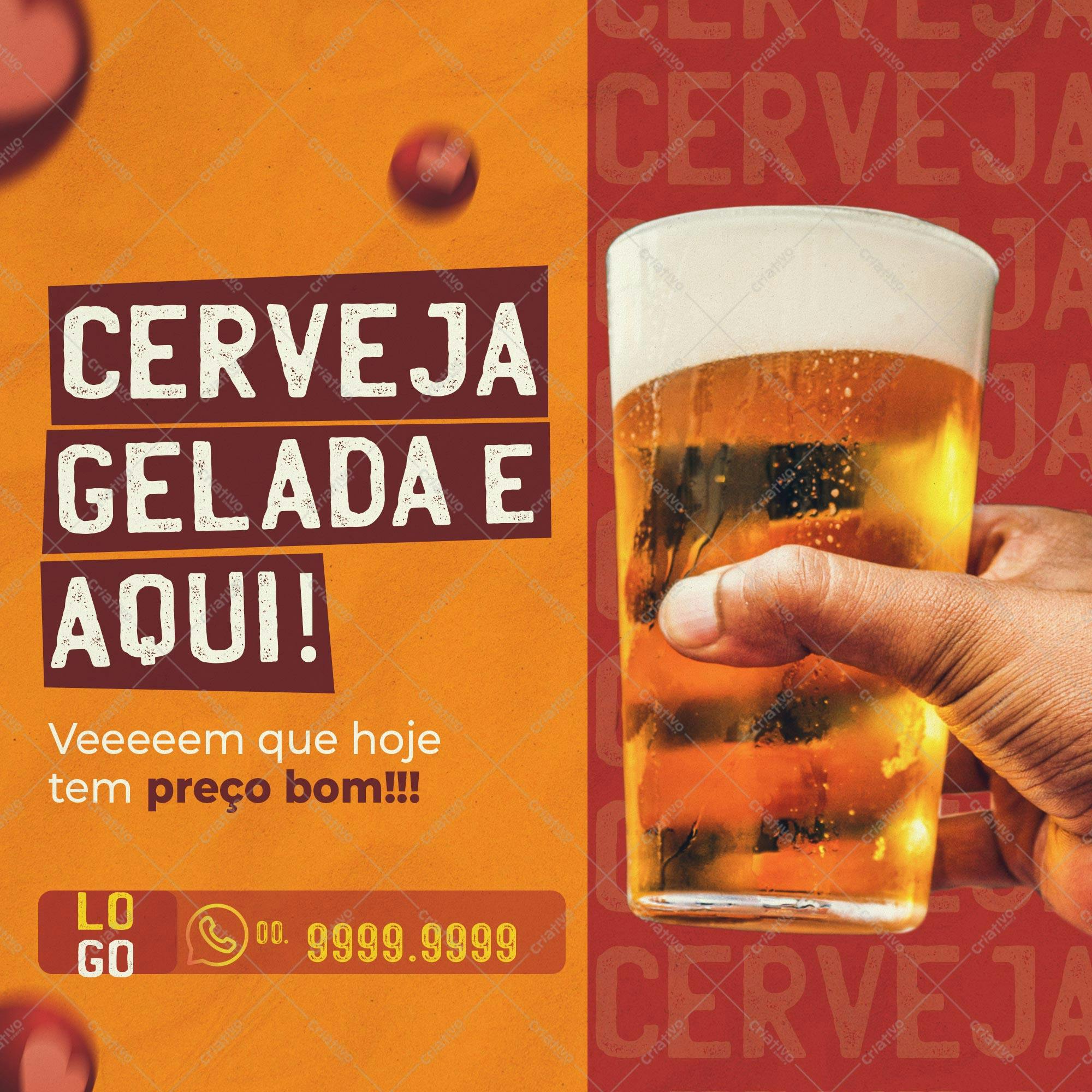 Post para Redes Sociais Cerveja Gelada PSD Editável