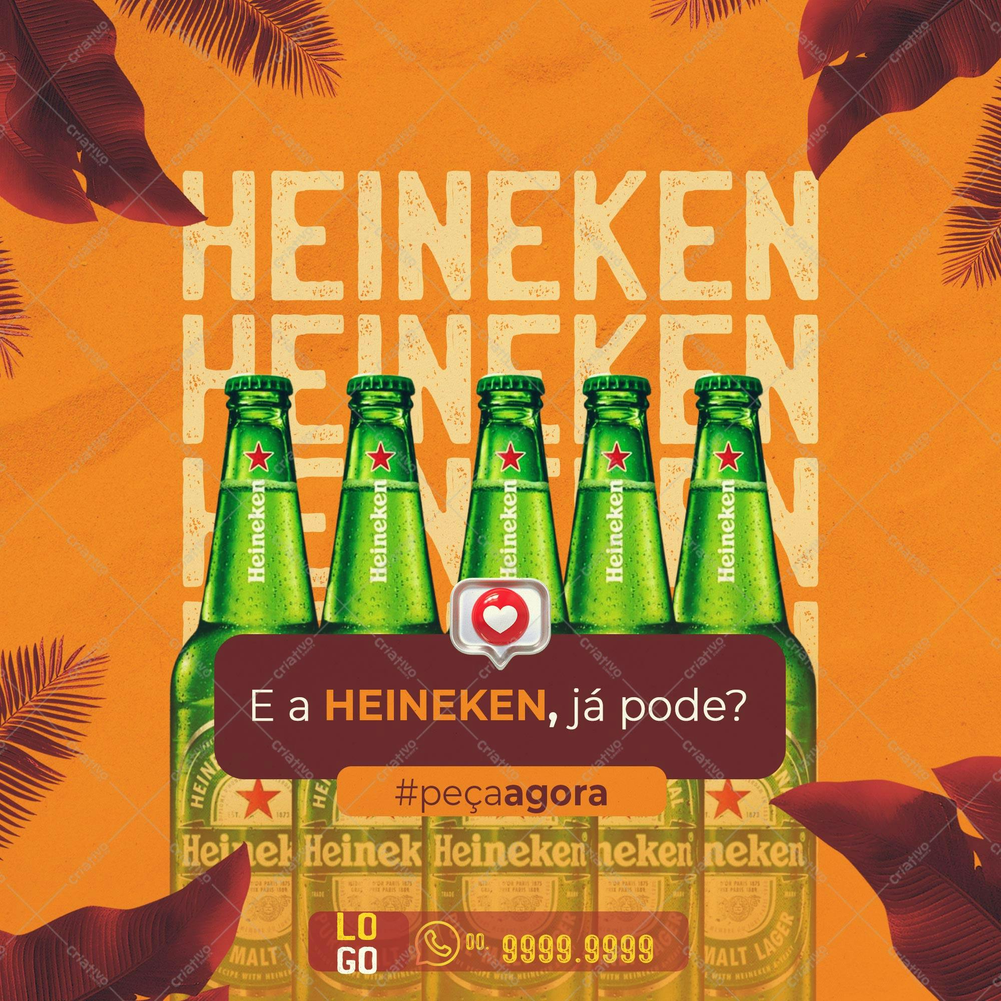 Post para Redes Sociais Heineken Verão PSD Editável
