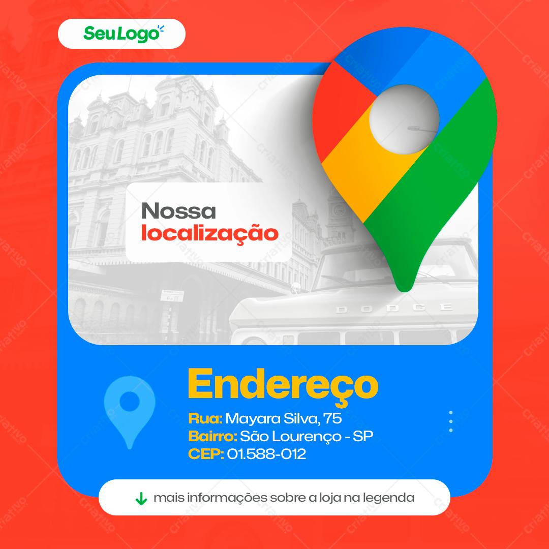Post para Redes Sociais Localização da Empresa PSD Editável