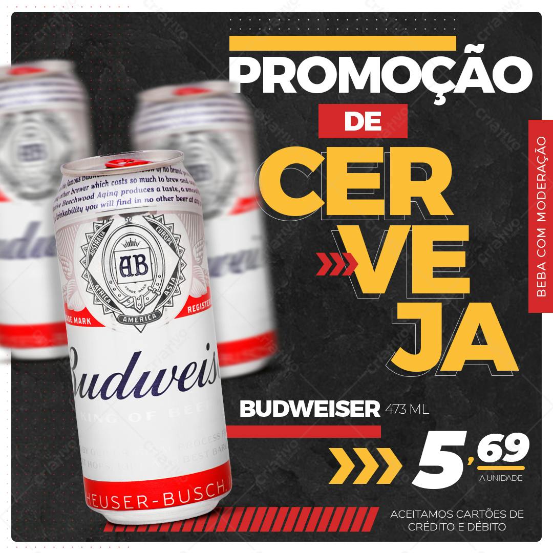 Banner para Promoção de Cerveja Budweiser PSD Editável
