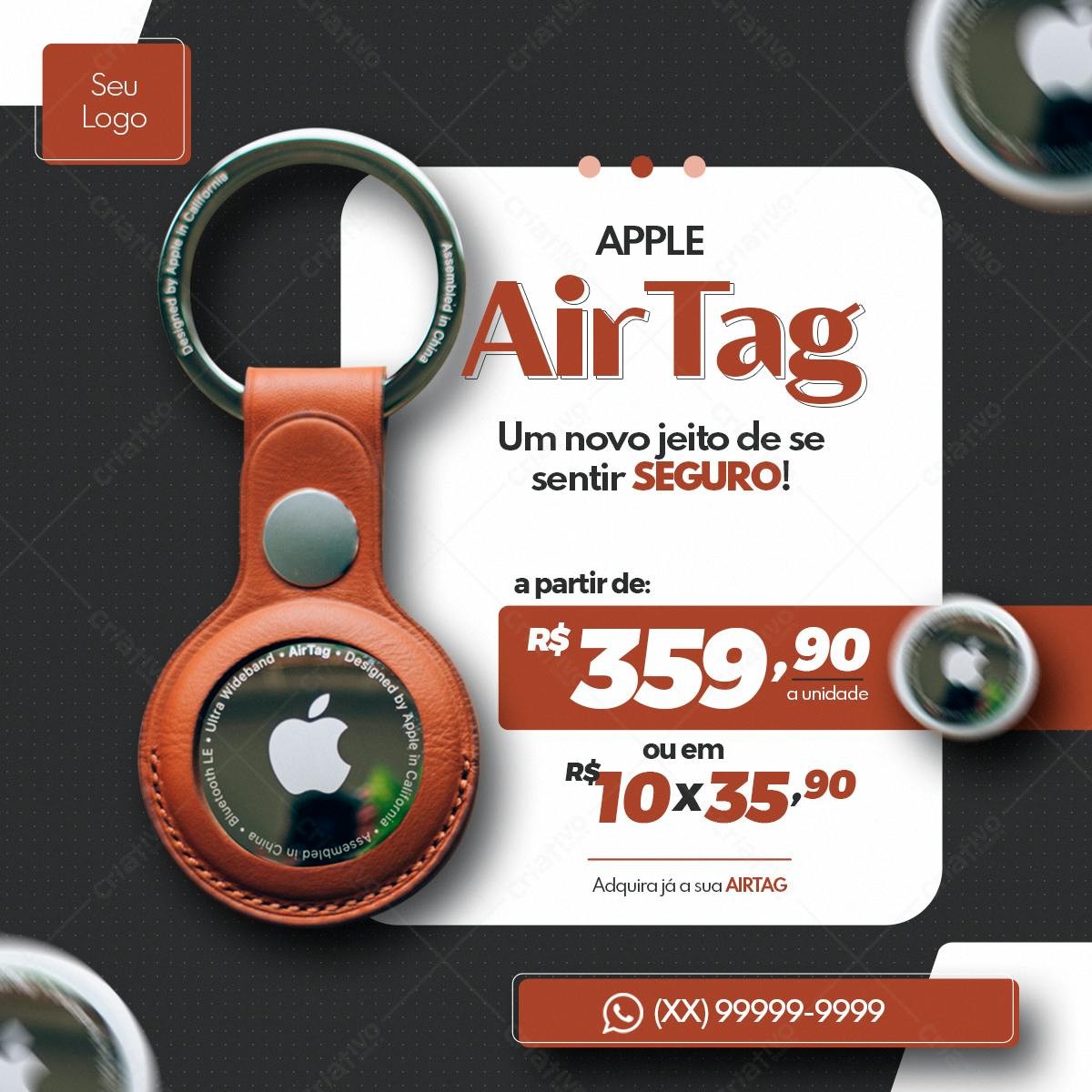 Template de Post para Redes Sociais Apple AirTag PSD Editável