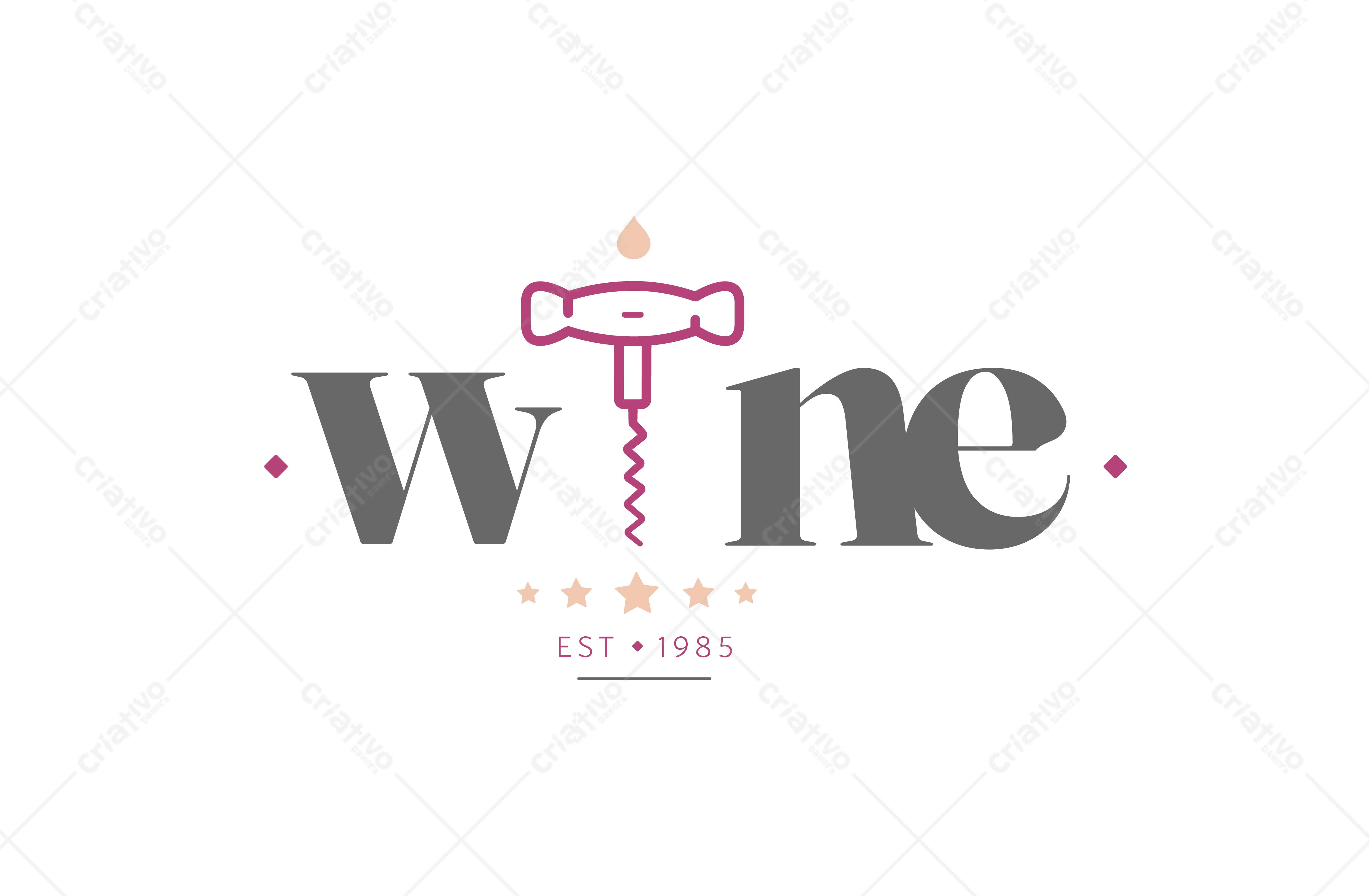 Logotipo Vetorial Wine Vinícola Minimalista