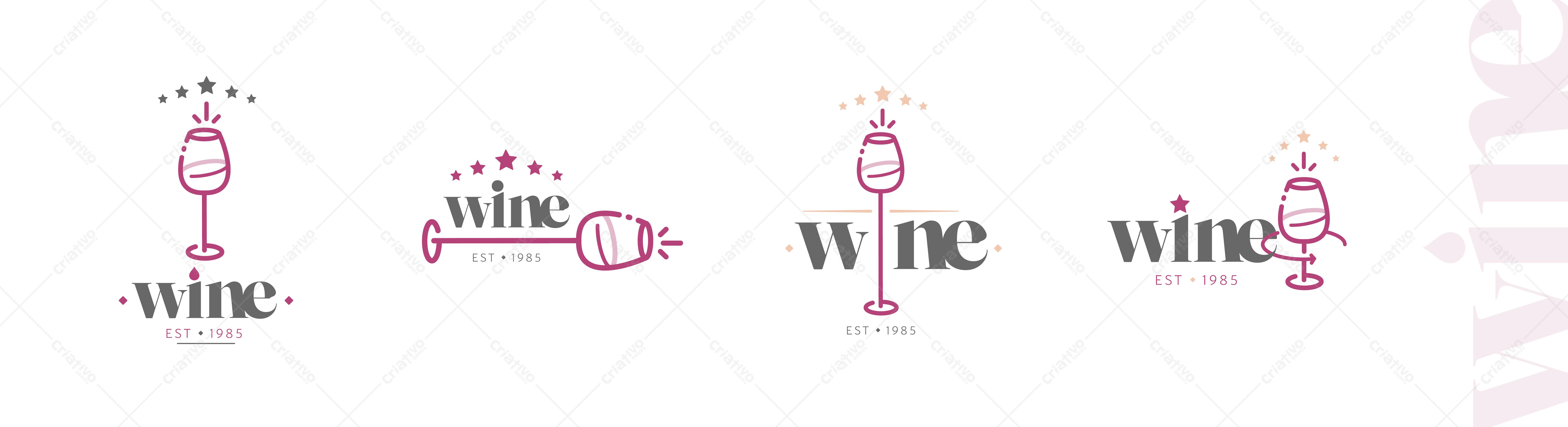 Logotipo Vetorial de Vinho Estilo Minimalista