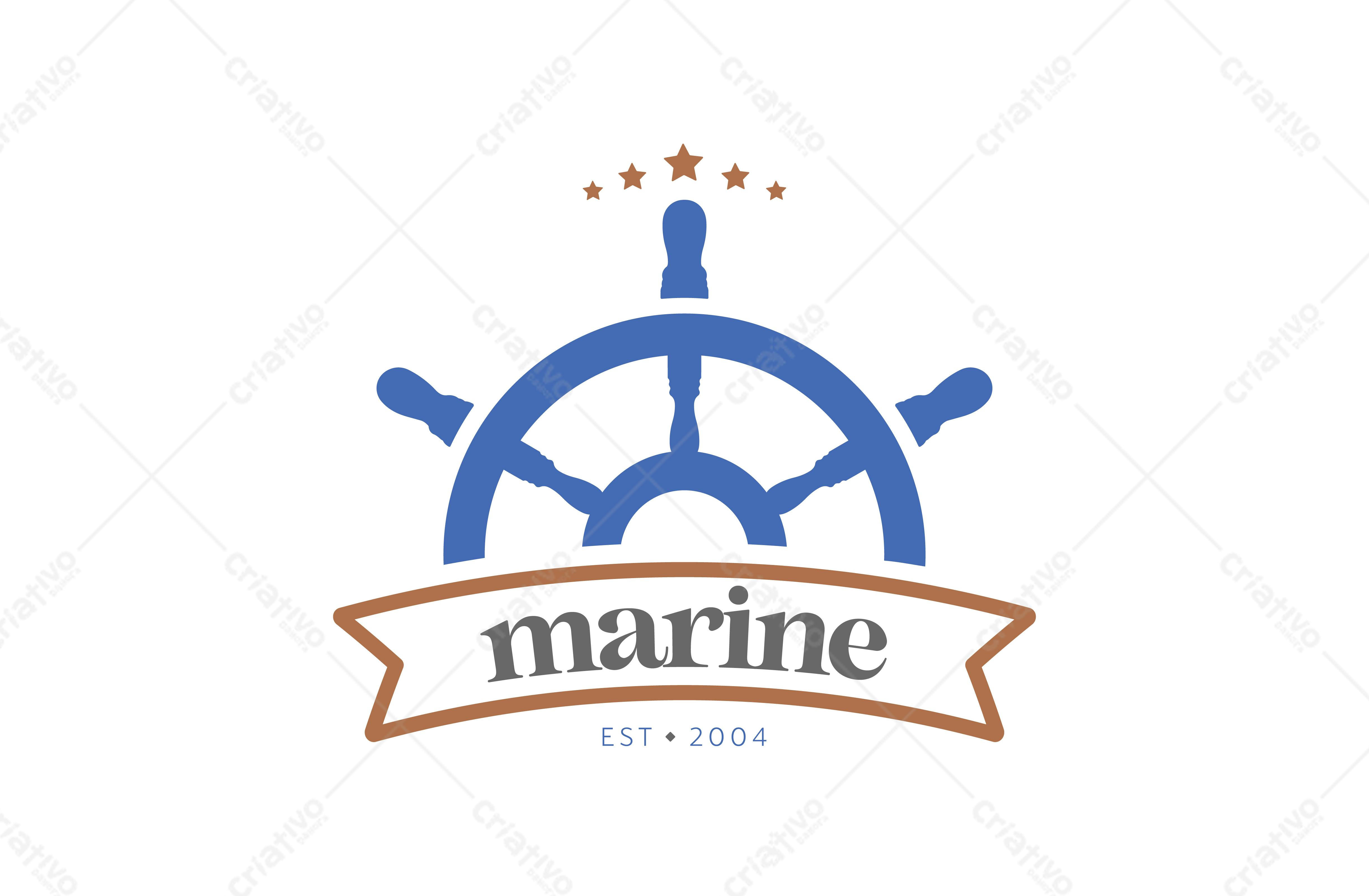 Logotipo Vetorial de Empresa Marítima Azul e Marrom