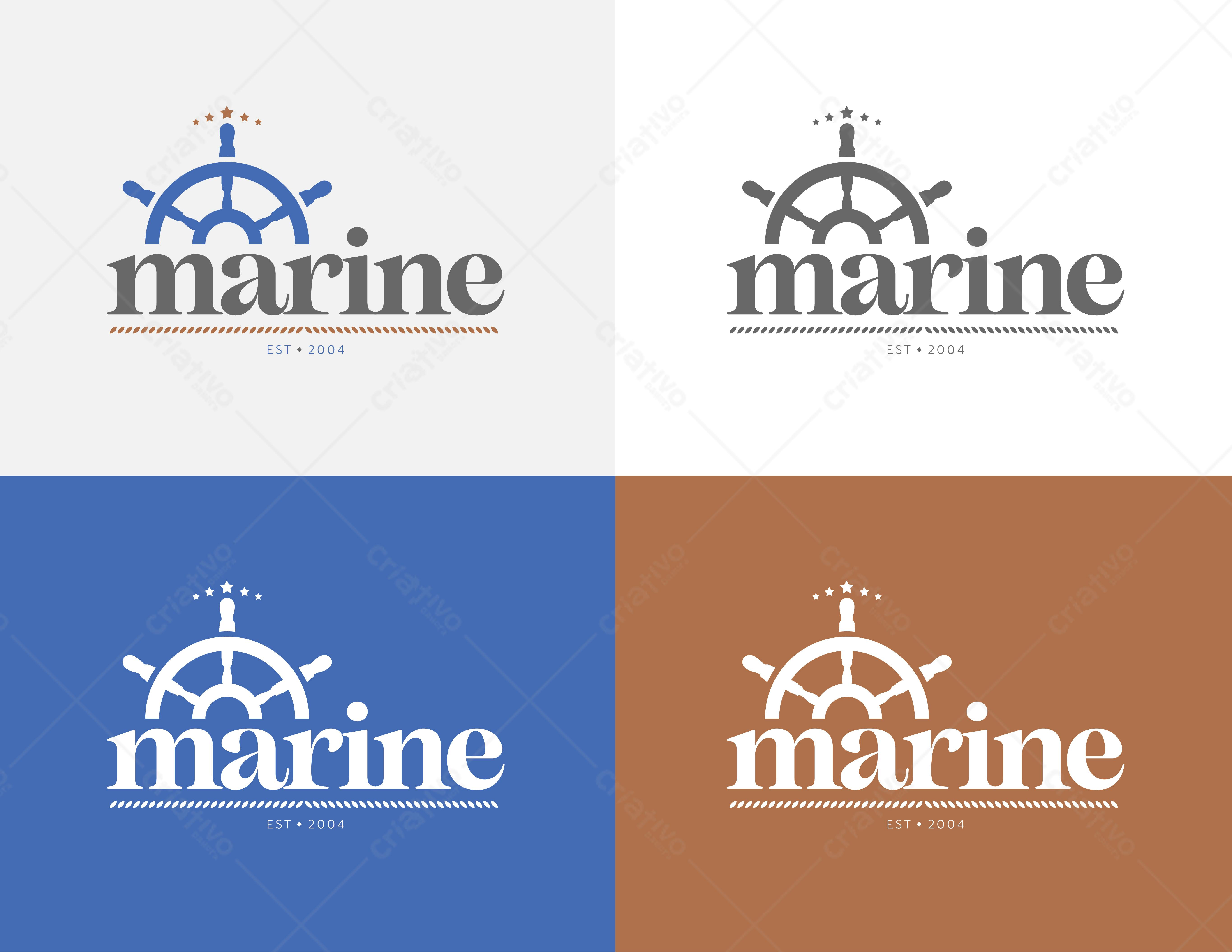 Logotipo Vetorial Náutico Marine - Leme e Corda