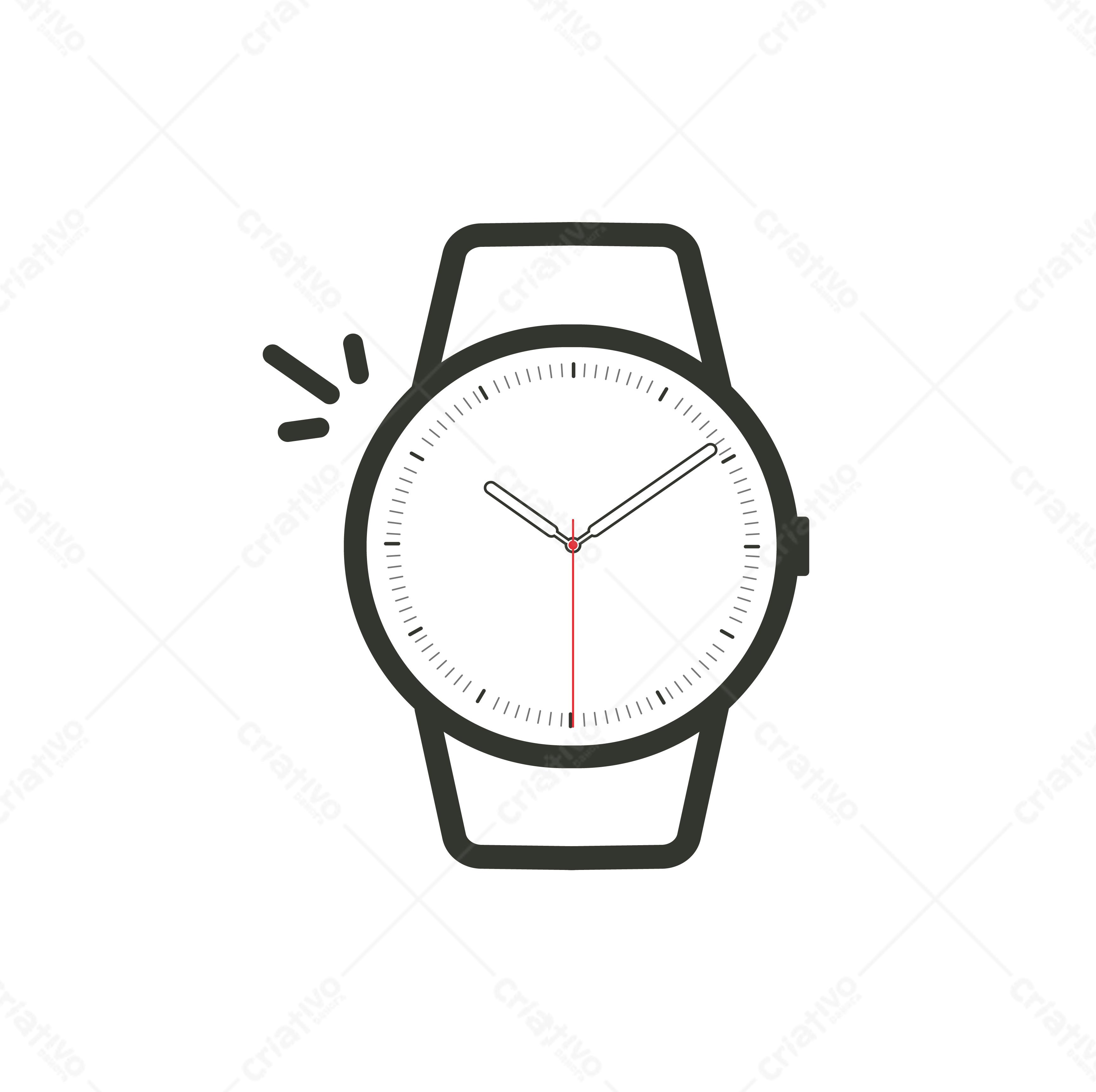 Ícone vetorial Relógio Minimalista Preto e Vermelho SVG