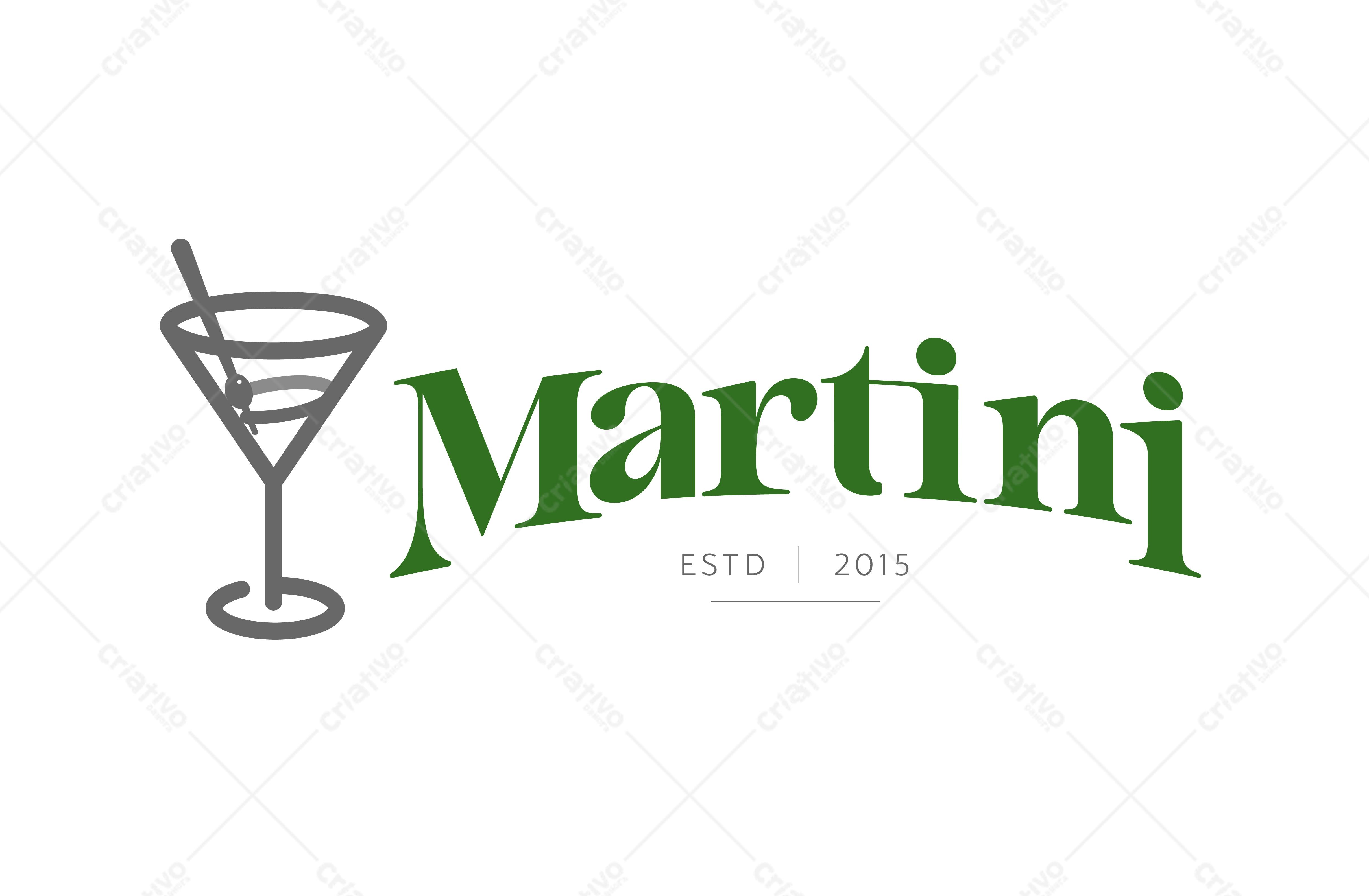 Logotipo vetorial Martini com copo e azeitona