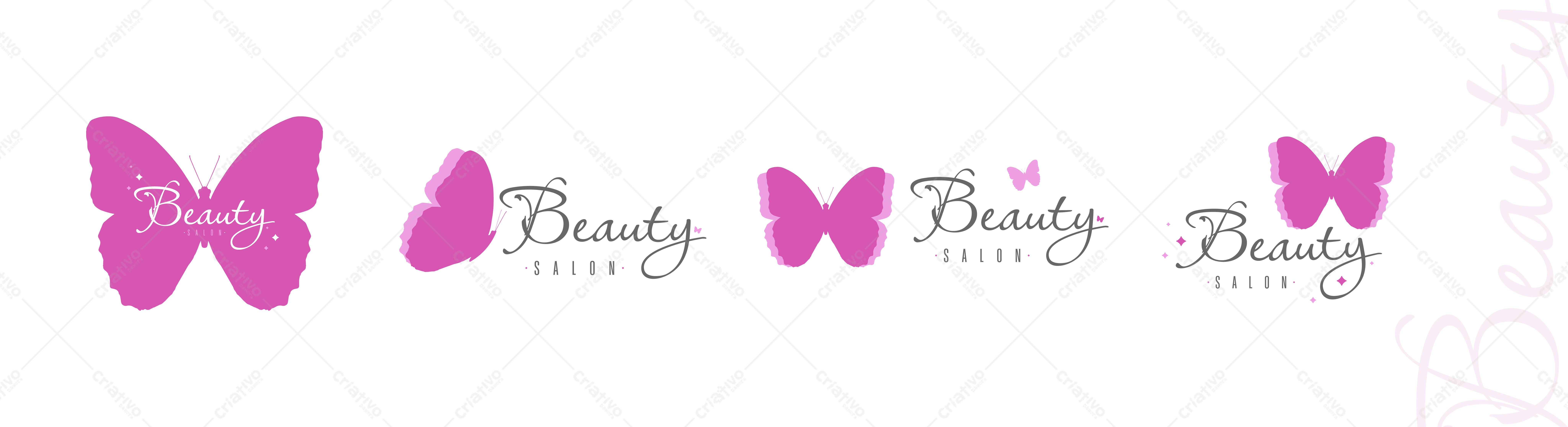 Logotipo Vetorial Borboleta Rosa Salão de Beleza