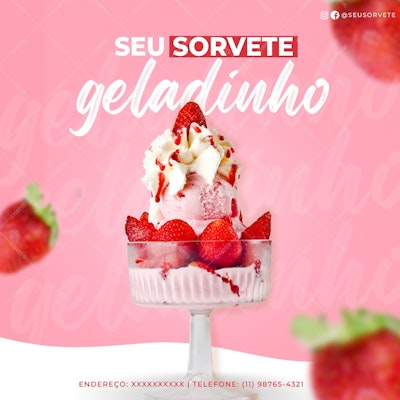 Post para Redes Sociais Sorveteria PSD Editável