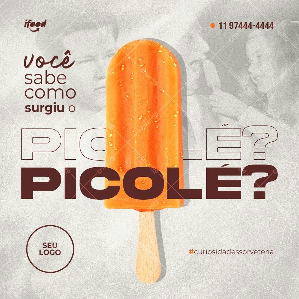 Post para Redes Sociais Dia do Picolé PSD Editável