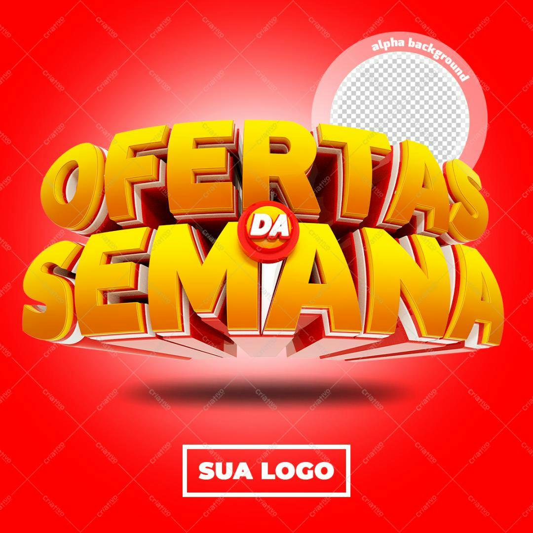 Selo 3D promocional amarelo e vermelho