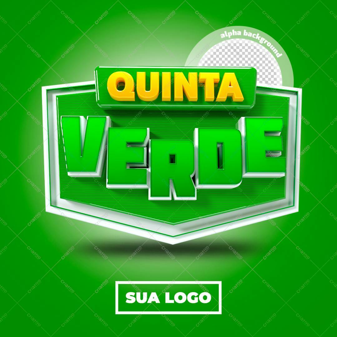 Selo 3D promocional verde e amarelo 3D