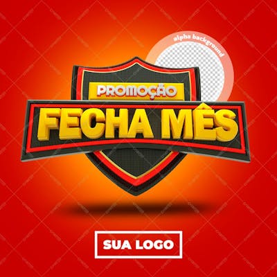 Selo 3D Fecha Mês Promoção