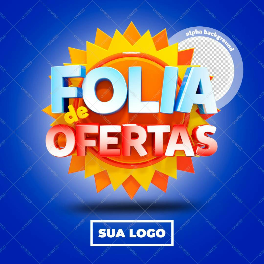 Selo 3D promocional estilo sol vermelho e amarelo