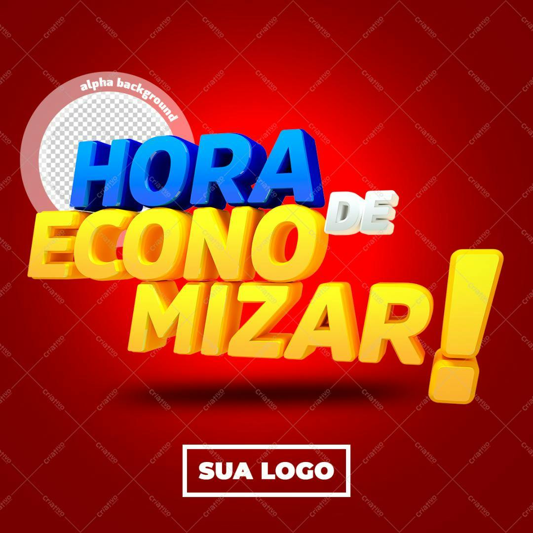 Selo 3D promocional amarelo e azul 3D