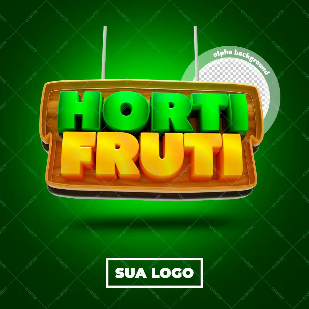 Selo 3D de marca frutas verde e amarelo