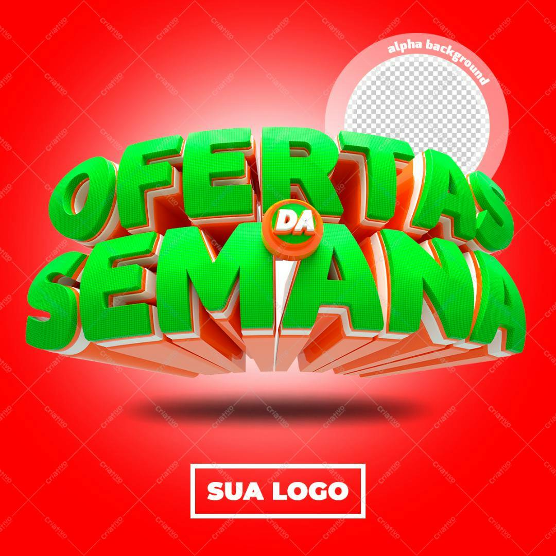 Selo 3D promocional verde e laranja