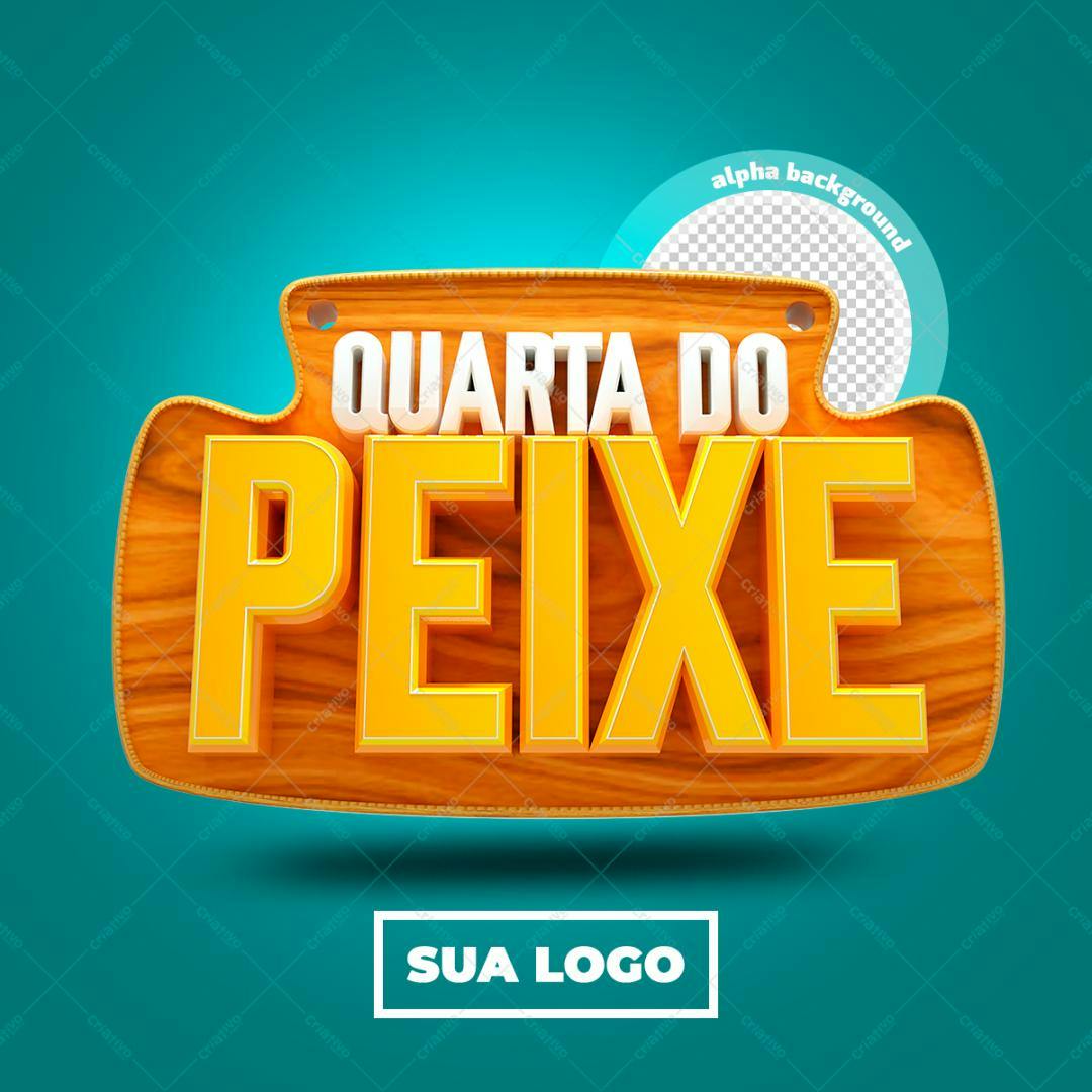 Selo 3D promocional madeira e amarelo
