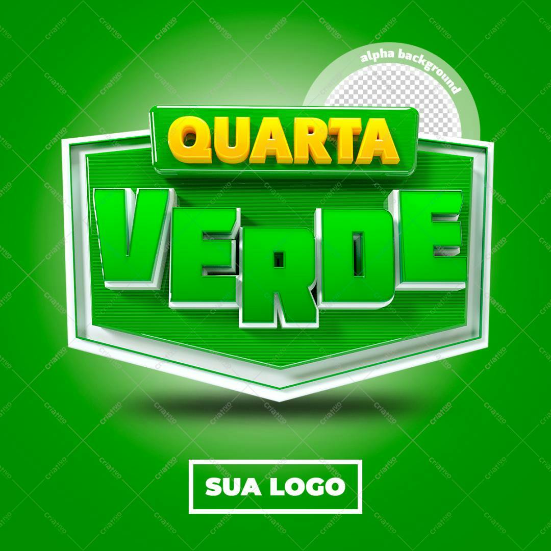 Selo 3D promocional verde e amarelo 3D