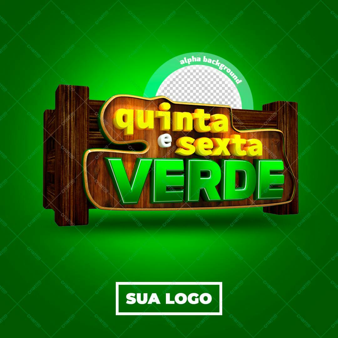 Selo 3D promocional madeira verde e amarelo