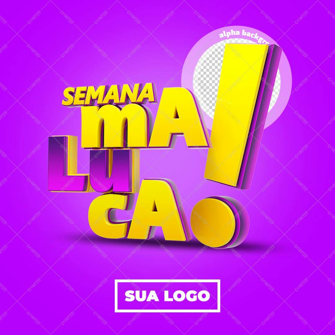 Selo 3D promocional amarelo e roxo 3D