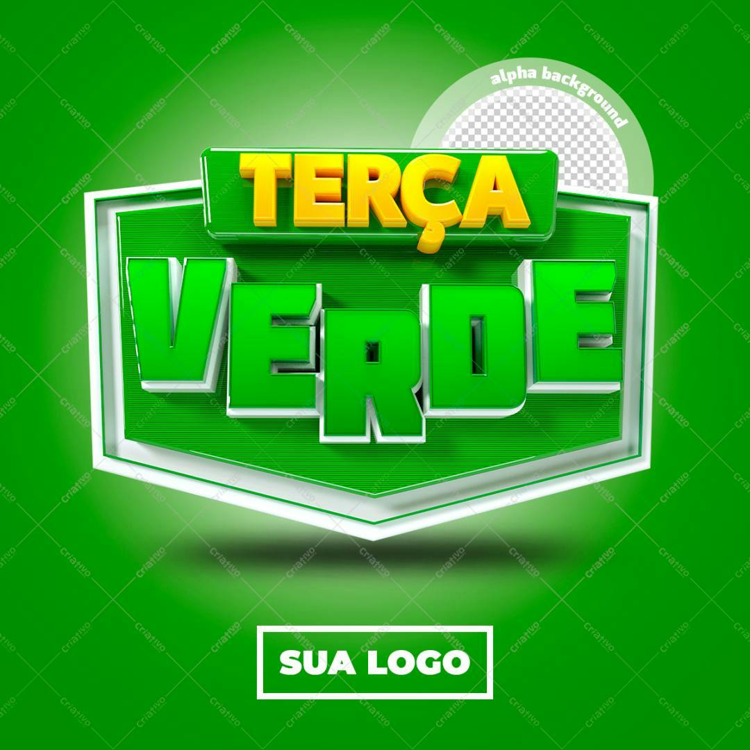 Selo 3D promocional verde e amarelo 3D