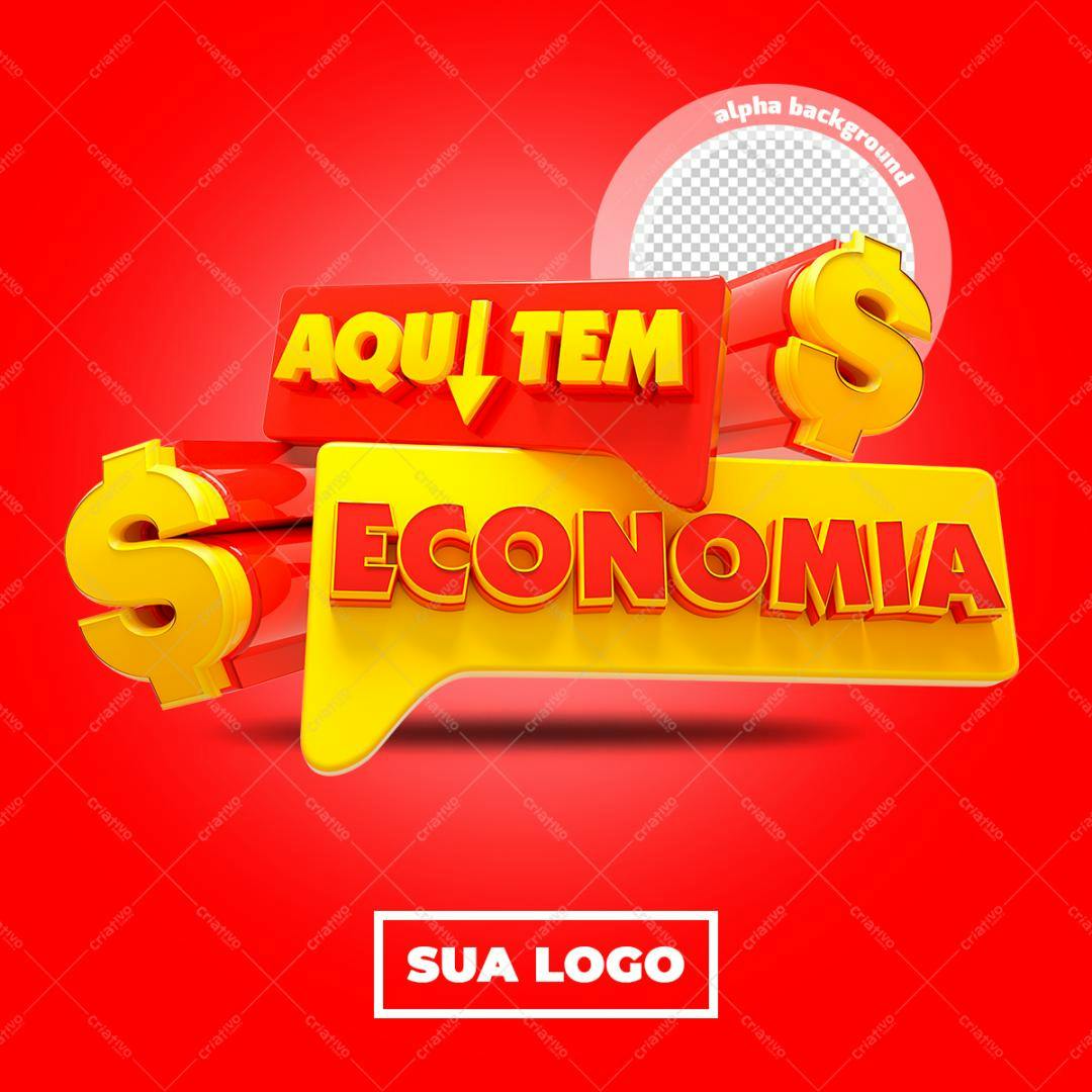 Selo 3D promocional vermelho e amarelo