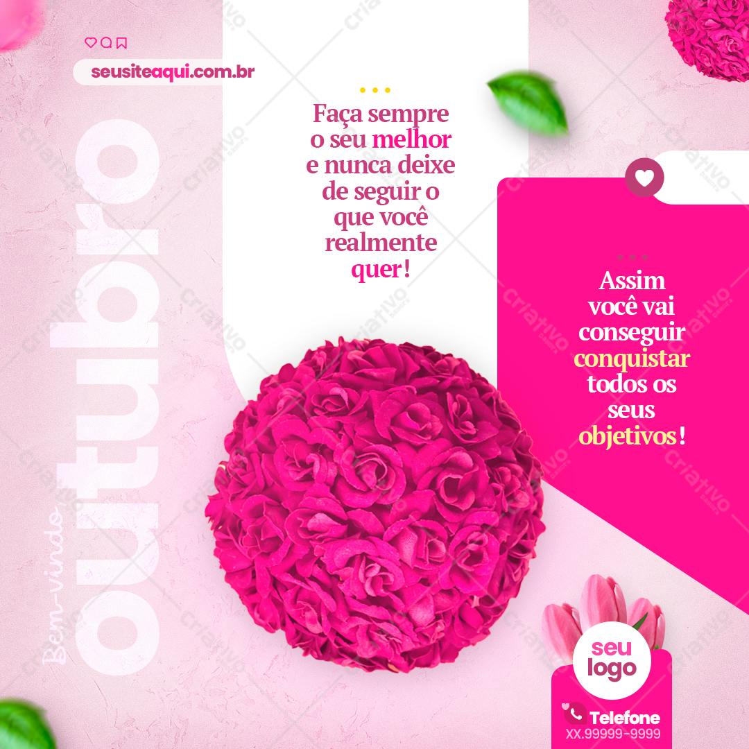 Post para Redes Sociais Outubro Rosa PSD Editável