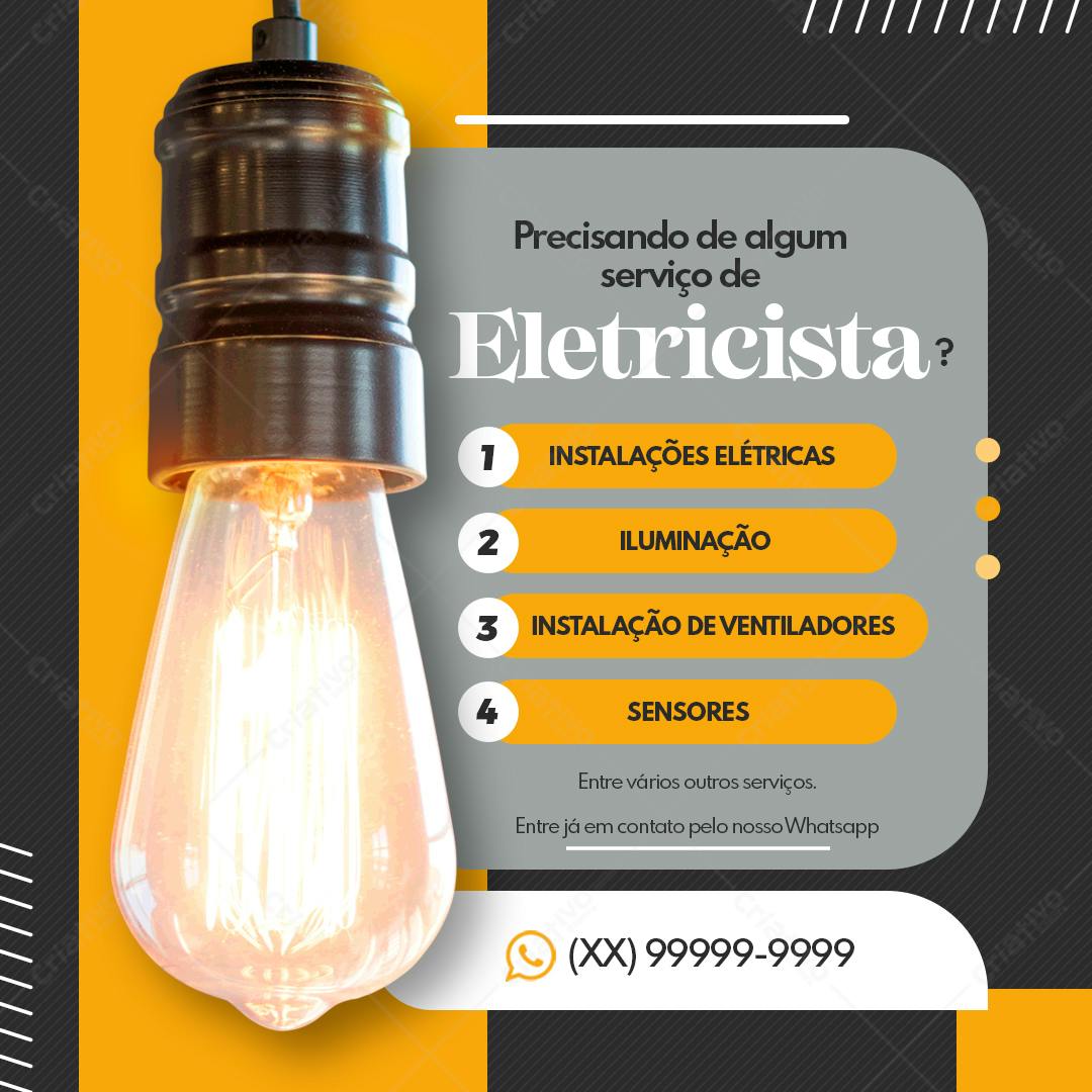 Template Instagram para Eletricista PSD Editável