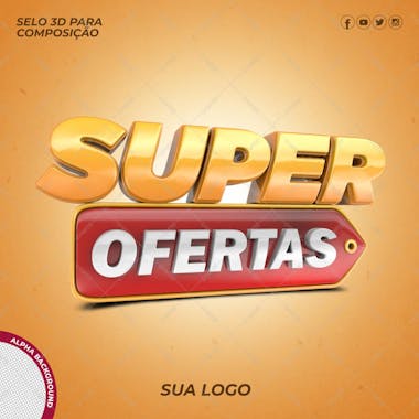 Super ofertas selo 3d para composição psd