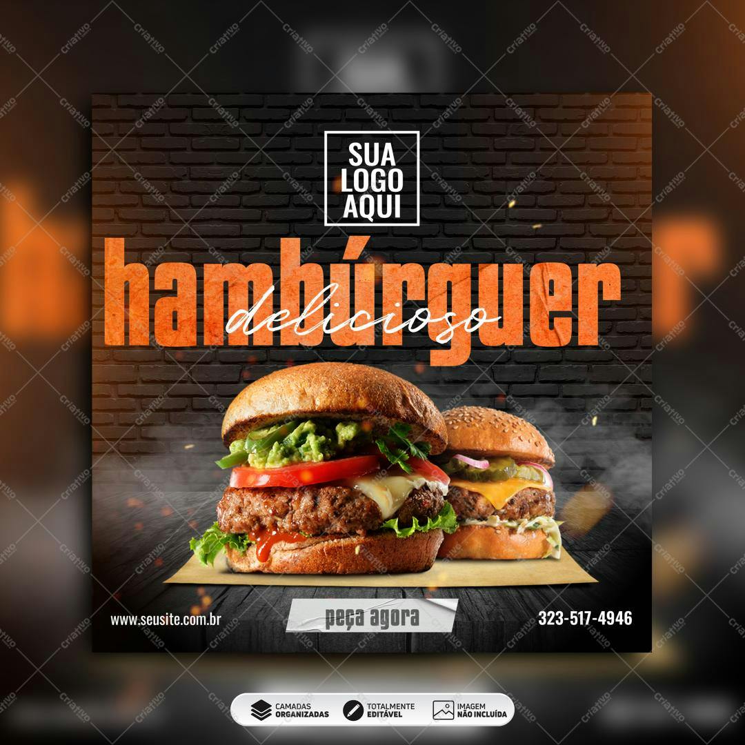 Flyer para Hamburgueria PSD Editável