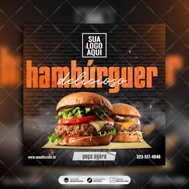 Delicioso hambúrguer psd editável promoção