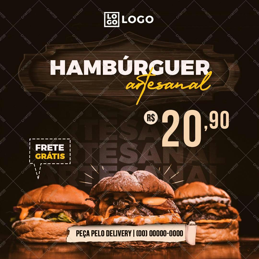 Cardápio de Hambúrguer Artesanal PSD Editável