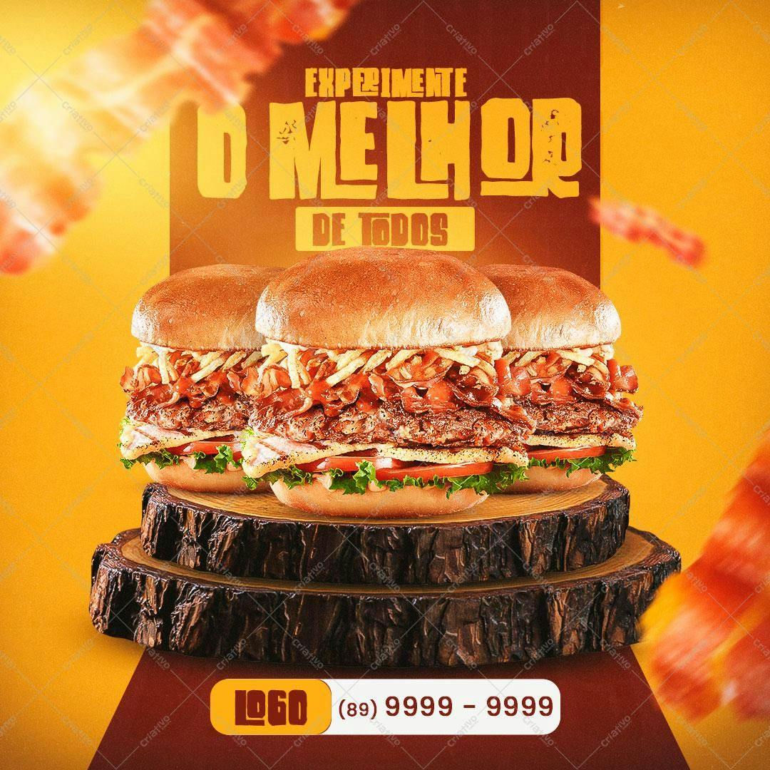 Banner para Lanchonete com Hambúrguer PSD Editável