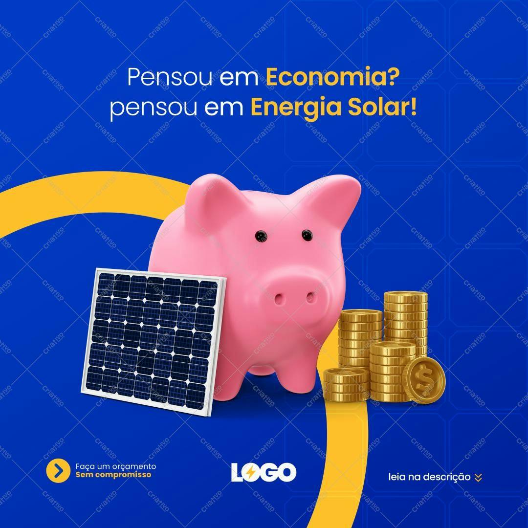 Post para Redes Sociais Energia Solar PSD Editável