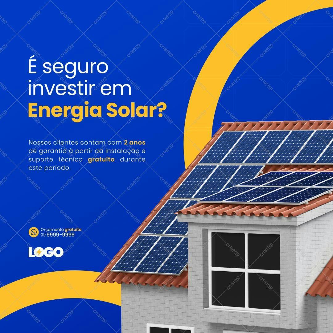 Post para Redes Sociais Energia Solar PSD Editável