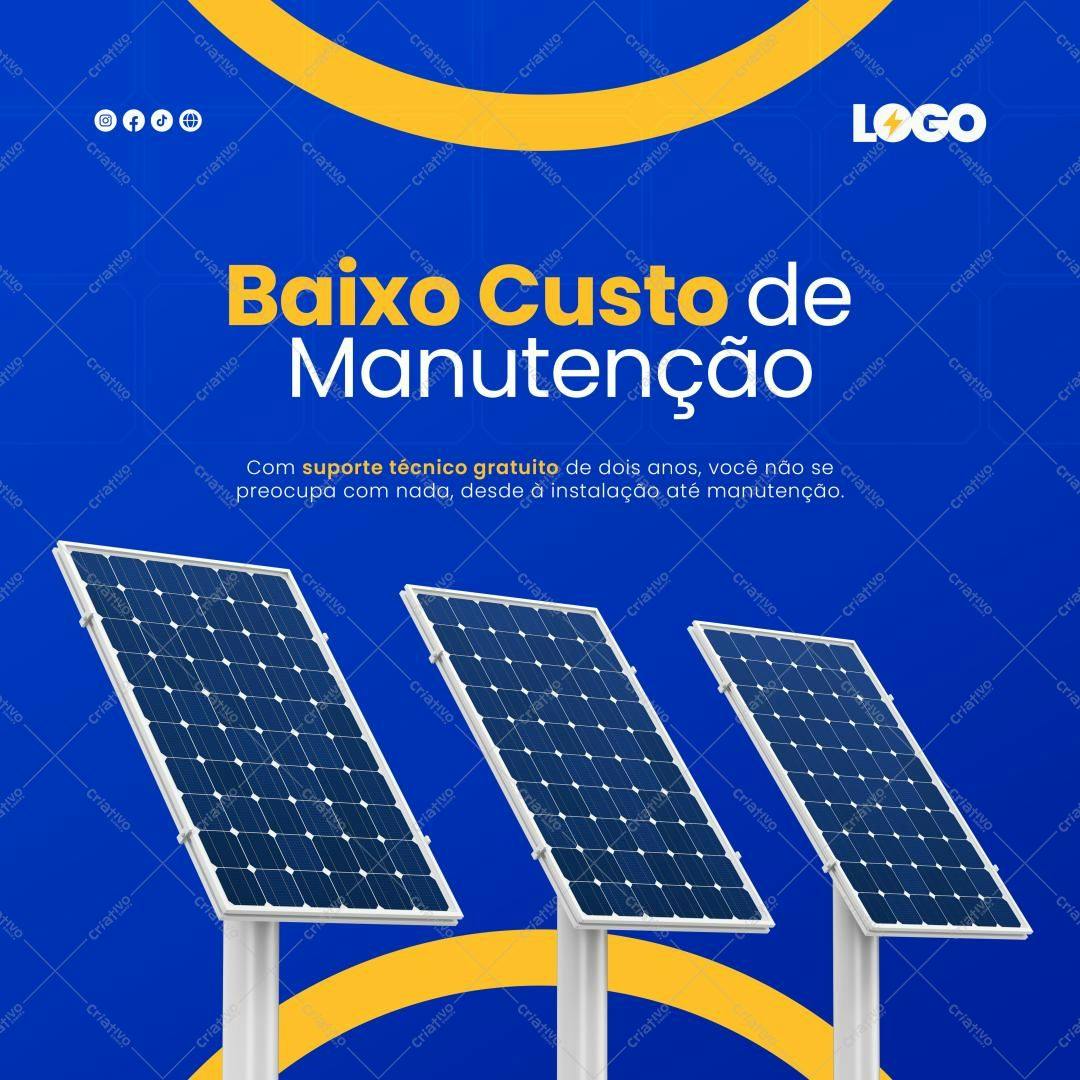 Post para Redes Sociais Energia Solar PSD Editável
