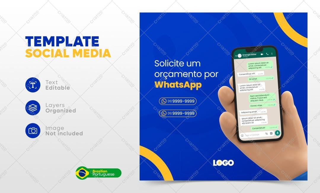 Template Mídia Social para Orçamento WhatsApp PSD Editável